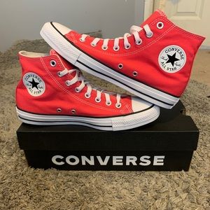 Carmine Pink High Top Converse 
*BRAND NEW